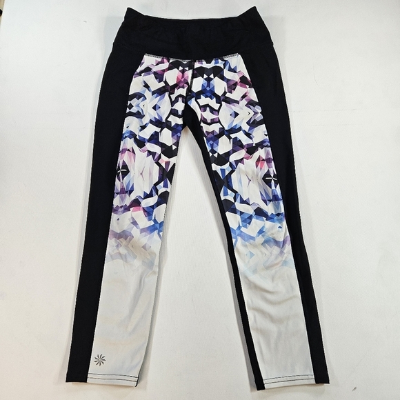 Athleta Pants - Athleta Capri Leggings XS Black Casual Yoga Geometric #6340